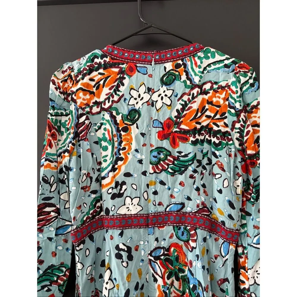 Akemi + Kin Embroidered Beaded Floral Midi Dress Boho Anthropologie Style Small - Picture 10 of 12